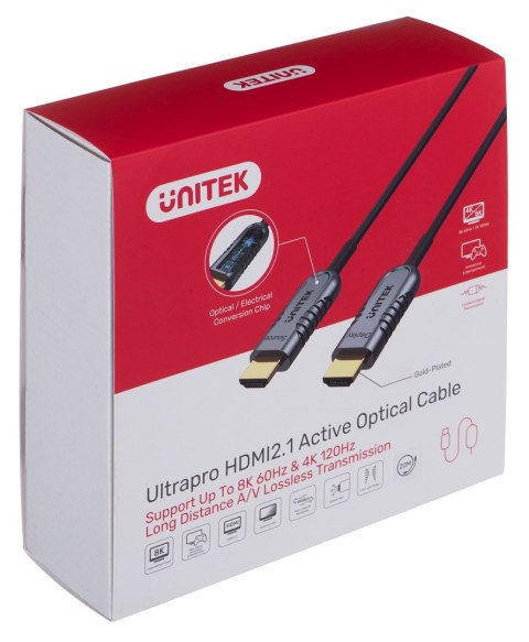 UNITEK KABEL OPTYCZNY HDMI 2.1 Active Optical Cable,8K, 4K120HZ,20M UNITEK KABEL OPTYCZNY HDMI 2.1 Active Optical Cable,8K, 4K120HZ,20M