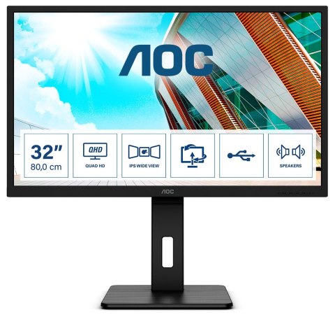 AOC P2 Q32P2 monitor komputerowy 80 cm (31.5") 2560 x 1440 px 2K Ultra HD LED Czarny AOC P2 Q32P2 monitor komputerowy 80 cm (31.5") 2560 x 1440 px 2K Ultra HD LED Czarny