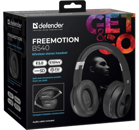 Słuchawki z mikrofonem Defender FREEMOTION B540 bezprzewodowe Bluetooth + MP3 Player Słuchawki z mikrofonem Defender FREEMOTION B540 bezprzewodowe Bluetooth + MP3 Player