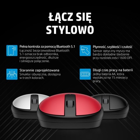 Mysz HP 240 Pike Silver Bluetooth Mouse bezprzewodowa srebrno-czarna 43N04AA Mysz HP 240 Pike Silver Bluetooth Mouse bezprzewodowa srebrno-czarna 43N04AA