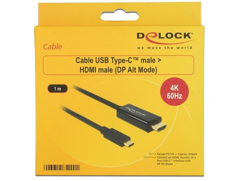 DeLOCK 85290 adapter kablowy 1 m USB Type-C HDMI Czarny DeLOCK 85290 adapter kablowy 1 m USB Type-C HDMI Czarny