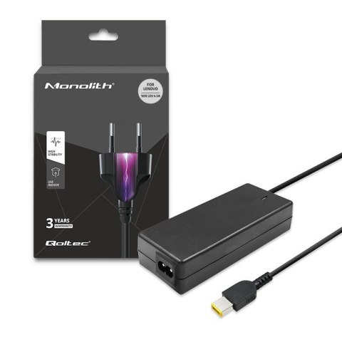 Qoltec 50054.90W.LEN Zasilacz do Lenovo | 90W | 20V | 4.5A | Slim tip+pin | +kabel zasilający Qoltec 50054.90W.LEN Zasilacz do Lenovo | 90W | 20V | 4.5A | Slim tip+pin | +kabel zasilający