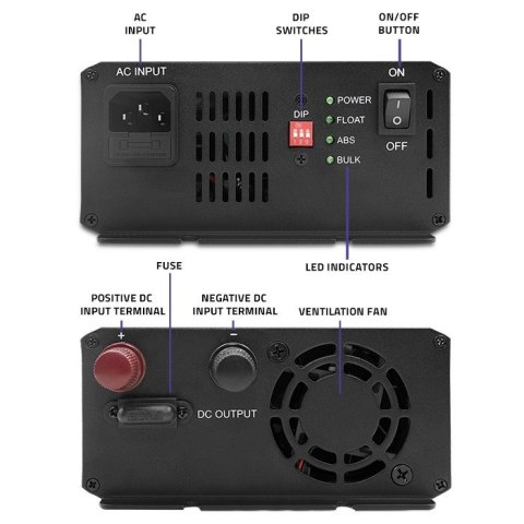 Qoltec Inteligentna ładowarka Monolith do akumulatorów LiFePO4 AGM GEL SLA, 20A, 12V