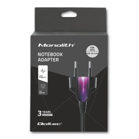 Zasilacz Qoltec 50018.65W do notebooka Asus (19 V; 3,42 A; 65W; 5.5 mm x 2.5 mm) Zasilacz Qoltec 50018.65W do notebooka Asus (19 V; 3,42 A; 65W; 5.5 mm x 2.5 mm)