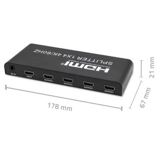 QOLTEC ROZDZIELACZ SPLITTER 4XHDMI 4KX2K | 6GB/S | 60HZ