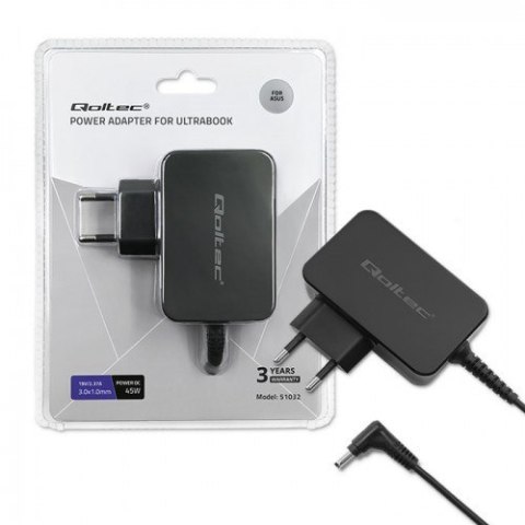 QOLTEC ZASILACZ DO ULTRABOOKA ASUS 45W | 19V | 2.37A | 3.0*1.0 QOLTEC ZASILACZ DO ULTRABOOKA ASUS 45W | 19V | 2.37A | 3.0*1.0
