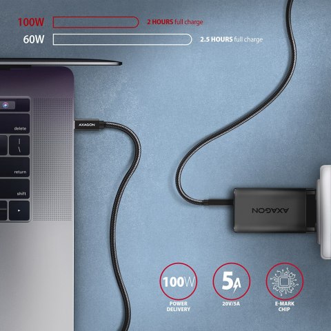 AXAGON BUCM32-CM20AB USB-C 3.2 Gen 2 do USB-C 3.2 Gen 2, czarny - 2m AXAGON BUCM32-CM20AB USB-C 3.2 Gen 2 do USB-C 3.2 Gen 2, czarny - 2m