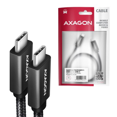 AXAGON BUCM32-CM20AB USB-C 3.2 Gen 2 do USB-C 3.2 Gen 2, czarny - 2m AXAGON BUCM32-CM20AB USB-C 3.2 Gen 2 do USB-C 3.2 Gen 2, czarny - 2m