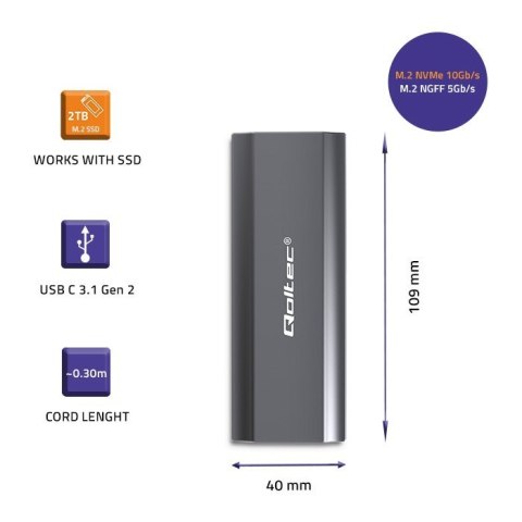 QOLTEC OBUDOWA NV2271 NA DYSK M.2 SSD | SATA | NVME | USB-C | 2TB QOLTEC OBUDOWA NV2271 NA DYSK M.2 SSD | SATA | NVME | USB-C | 2TB