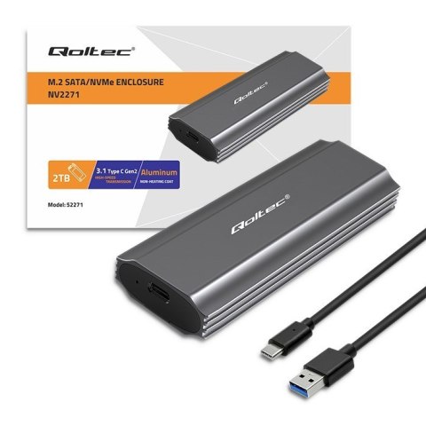 QOLTEC OBUDOWA NV2271 NA DYSK M.2 SSD | SATA | NVME | USB-C | 2TB QOLTEC OBUDOWA NV2271 NA DYSK M.2 SSD | SATA | NVME | USB-C | 2TB