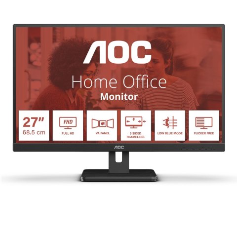 AOC 27E3UM/BK monitor komputerowy 68,6 cm (27") 1920 x 1080 px Full HD Czarny AOC 27E3UM/BK monitor komputerowy 68,6 cm (27") 1920 x 1080 px Full HD Czarny