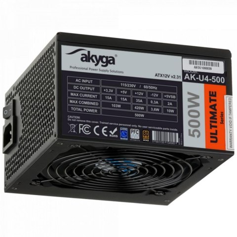 Akyga AK-U4-500 moduł zasilaczy 500 W 20+4 pin ATX ATX Czarny Akyga AK-U4-500 moduł zasilaczy 500 W 20+4 pin ATX ATX Czarny