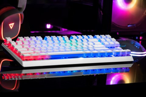 Klawiatura mechaniczna RGB Modecom Volcano Lanparty Pudding (Outemu Blue), biała Klawiatura mechaniczna RGB Modecom Volcano Lanparty Pudding (Outemu Blue), biała