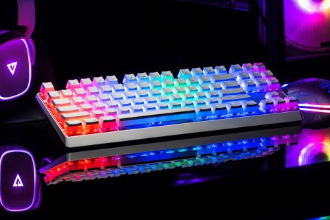 Klawiatura mechaniczna RGB Modecom Volcano Lanparty Pudding (Outemu Blue), biała Klawiatura mechaniczna RGB Modecom Volcano Lanparty Pudding (Outemu Blue), biała