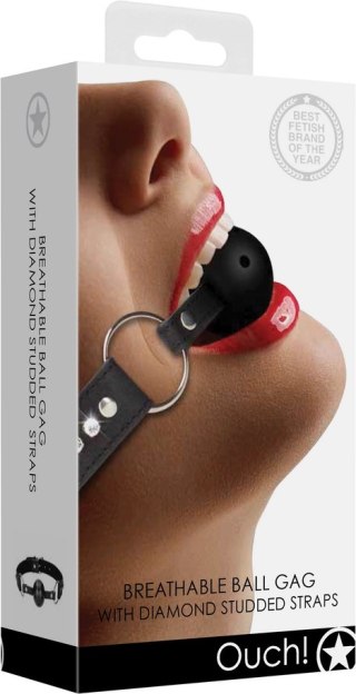 Breathable Ball Gag with with Diamond Studded Straps Ouch! by shots