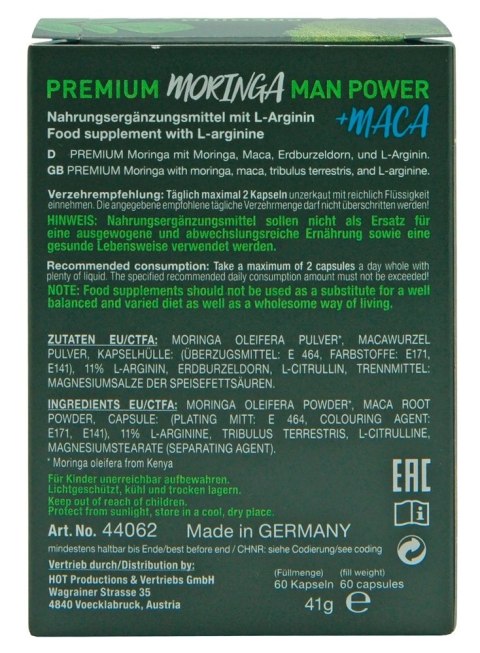 Kapsułki Na Potencję 60 szt - HOT BIO Moringa Man Caps 60pcs