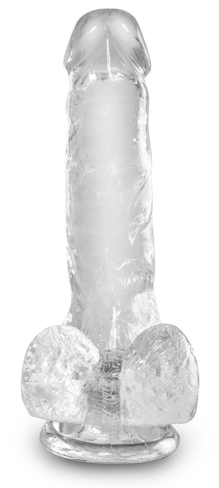 King Cock Clear - Realistyczne Dildo Z Jądrami I Przyssawką Przezroczyste 15 CM