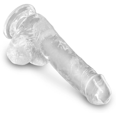 King Cock Clear - Realistyczne Dildo Z Jądrami I Przyssawką Przezroczyste 15 CM