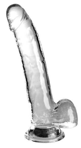 King Cock Clear - Realistyczne Dildo Z Jądrami I Przyssawką Przezroczyste 23 CM