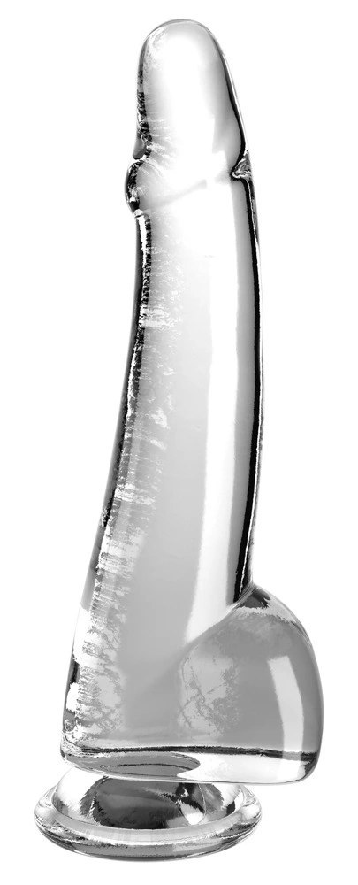 King Cock Clear - Realistyczne Dildo Z Jądrami I Przyssawką Przezroczyste 25 CM