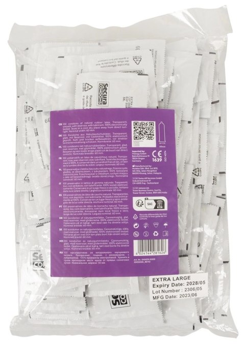 Secura Extra Large - Prezerwatywy Extra Duże 100pcs Bag