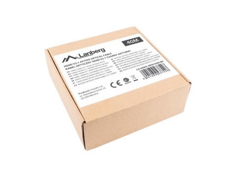 LANBERG KABEL HDMI M/M V2.1 40M 8K OPTYCZNY AOC CA-HDMI-30FB-0400-BK LANBERG KABEL HDMI M/M V2.1 40M 8K OPTYCZNY AOC CA-HDMI-30FB-0400-BK