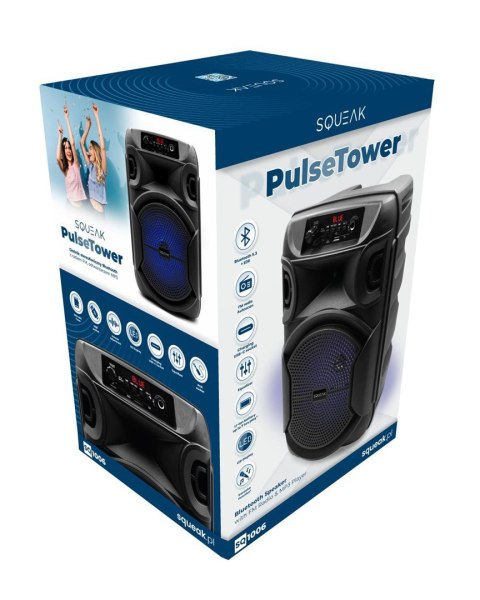 SQUEAK GŁOŚNIK KARAOKE PULSETOWER BLUETOOTH 5.3, RADIO FM, MICROSD, AUX, USB SQ1006 SQUEAK GŁOŚNIK KARAOKE PULSETOWER BLUETOOTH 5.3, RADIO FM, MICROSD, AUX, USB SQ1006