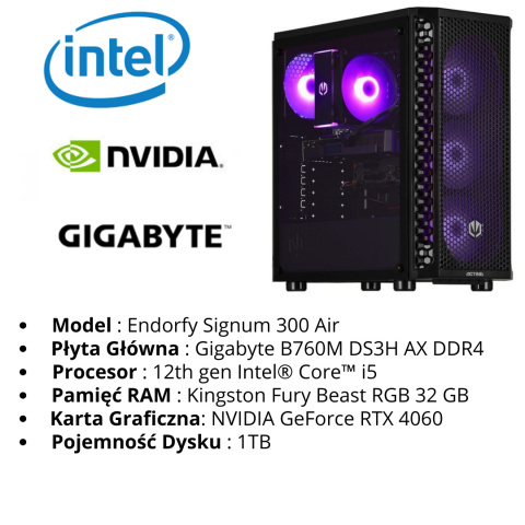 Actina ENDORFY 12400F/32GB/1TB/RTX4060/600W Actina ENDORFY 12400F/32GB/1TB/RTX4060/600W
