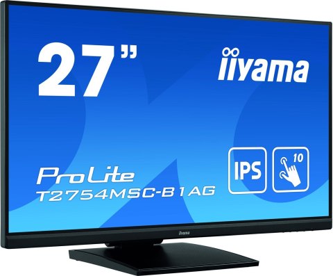 Iiyama ProLite T2754MSC-B1AG monitor komputerowy 68,6 cm (27") 1920 x 1080 px Full HD LED Ekran dotykowy Przeznaczony dla wielu Iiyama ProLite T2754MSC-B1AG monitor komputerowy 68,6 cm (27") 1920 x 1080 px Full HD LED Ekran dotykowy Przeznaczony dla wielu