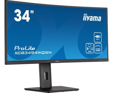 Monitor iiyama ProLite XCB3494WQSN-B5 LED display 86,4 cm (34") 3440 x 1440 px UltraWide Quad HD Czarny Monitor iiyama ProLite XCB3494WQSN-B5 LED display 86,4 cm (34") 3440 x 1440 px UltraWide Quad HD Czarny