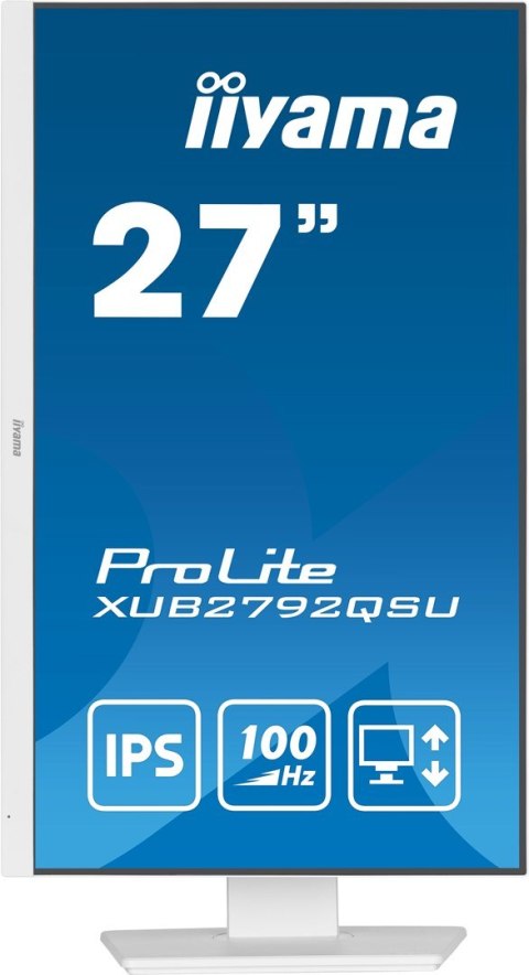 Iiyama ProLite XUB2792QSU-W6 monitor komputerowy 68,6 cm (27") 2560 x 1440 px Wide Quad HD LED Biały Iiyama ProLite XUB2792QSU-W6 monitor komputerowy 68,6 cm (27") 2560 x 1440 px Wide Quad HD LED Biały