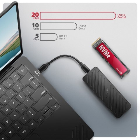 Obudowa zewnętrzna Axagon EEM2-20G do dysków M.2 NVMe / USB-C 3.2 Obudowa zewnętrzna Axagon EEM2-20G do dysków M.2 NVMe / USB-C 3.2