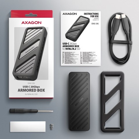 Obudowa zewnętrzna Axagon EEM2-20G do dysków M.2 NVMe / USB-C 3.2 Obudowa zewnętrzna Axagon EEM2-20G do dysków M.2 NVMe / USB-C 3.2