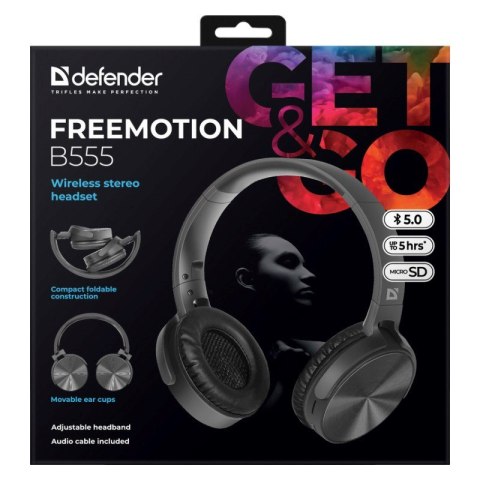DEFENDER SŁUCHAWKI BLUETOOTH FREEMOTION B555 CZARNE DEFENDER SŁUCHAWKI BLUETOOTH FREEMOTION B555 CZARNE