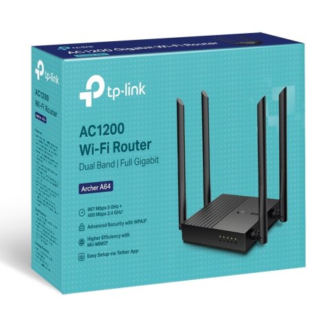 TP-Link ARCHER A64 router bezprzewodowy Gigabit Ethernet Dual-band (2.4 GHz/5 GHz) Czarny TP-Link ARCHER A64 router bezprzewodowy Gigabit Ethernet Dual-band (2.4 GHz/5 GHz) Czarny