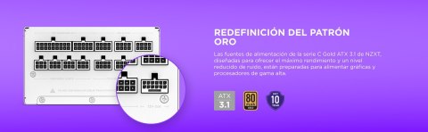 Zasilacz ATX NZXT C1200 Gold ATX 3.1 1200W 24-pin Biały Zasilacz ATX NZXT C1200 Gold ATX 3.1 1200W 24-pin Biały