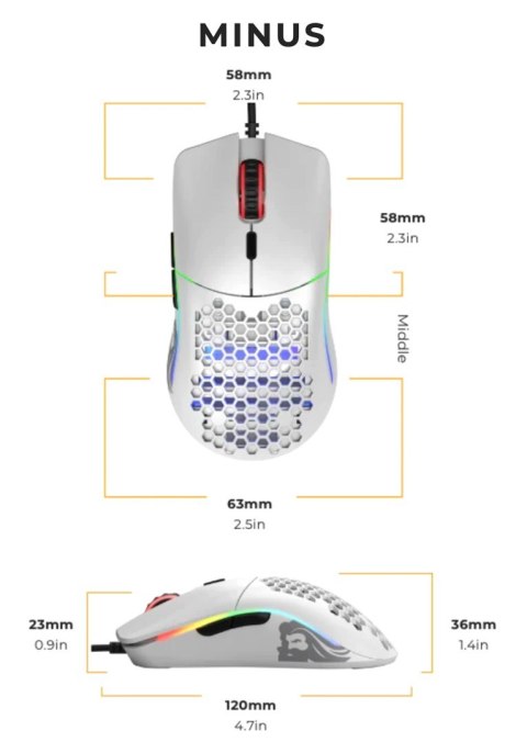 GLORIOUS MYSZ PC RACE MODEL O- GAMING WHITE MATOWA GLORIOUS MYSZ PC RACE MODEL O- GAMING WHITE MATOWA