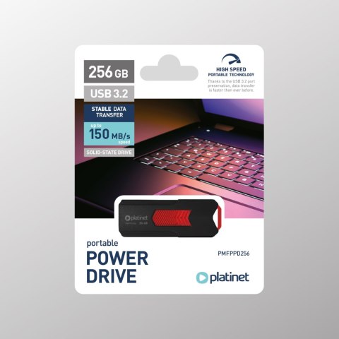 PLATINET PORTABLE POWER DRIVE USB 3.2 UP TO 150MB/s 256GB BLACK [46155]