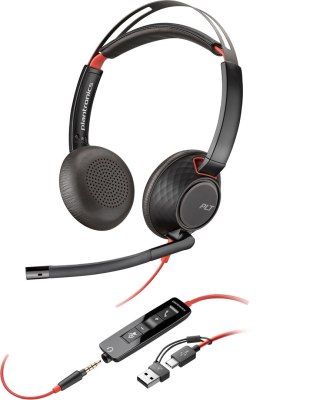 Poly Blackwire 5220 Stereo USB-C Headset +3.5mm Plug +USB-C/A Adapter (Bulk)