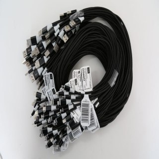 OMEGA HABU LIGHTNING TO USB FABRIC BRAIDED CABLE KABEL TAIWAN CHIP 2A 1M POLYBAG BLACK [44171]