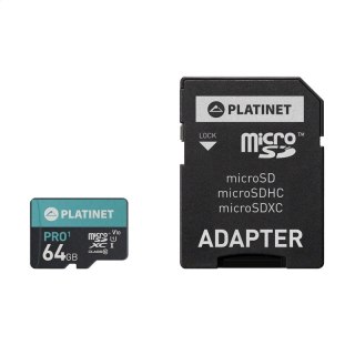 PLATINET microSDXC + ADAPTER SD 64GB class10 U1 70MB/s [43998]