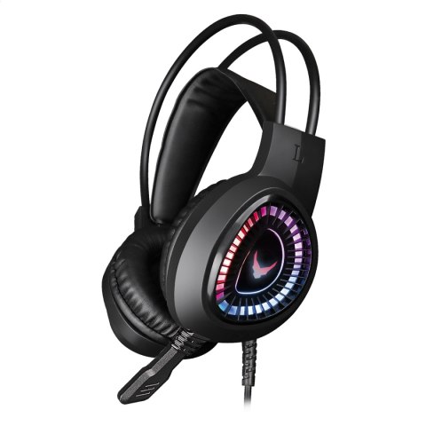 VARR GAMING RGB HEADPHONES WITH MIC SŁUCHAWKI NAUSZNE Z MIKROFONEM STEREO LITE 3,5MM USB BLACK [45559] TE