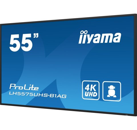 Iiyama LH5575UHS-B1AG signage display Płaski panel Digital Signage 138,7 cm (54.6") LCD Wi-Fi 500 cd/m2 4K Ultra HD Czarny Proce Iiyama LH5575UHS-B1AG signage display Płaski panel Digital Signage 138,7 cm (54.6") LCD Wi-Fi 500 cd/m2 4K Ultra HD Czarny Proce