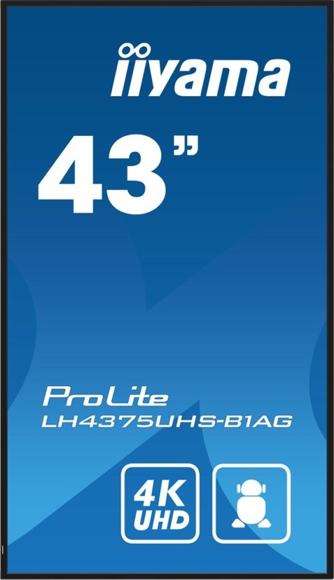 Iiyama ProLite Płaski panel Digital Signage 108 cm (42.5") LCD Wi-Fi 500 cd/m2 4K Ultra HD Czarny Procesor wbudowany Android 11 Iiyama ProLite Płaski panel Digital Signage 108 cm (42.5") LCD Wi-Fi 500 cd/m2 4K Ultra HD Czarny Procesor wbudowany Android 11
