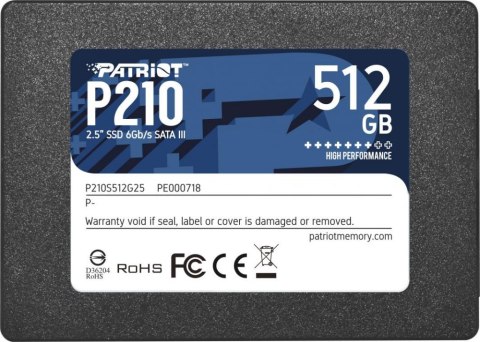 Dysk SSD PATRIOT P210 512 GB P210 (2.5″ /512 GB /SATA III (6 Gb/s) /520MB/s /430MB/s)