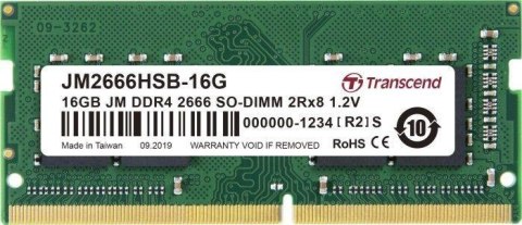 Pamięć TRANSCEND (SODIMM/DDR4/16 GB/2666MHz/1.2V/19CL/SINGLE) Pamięć TRANSCEND (SODIMM/DDR4/16 GB/2666MHz/1.2V/19CL/SINGLE)