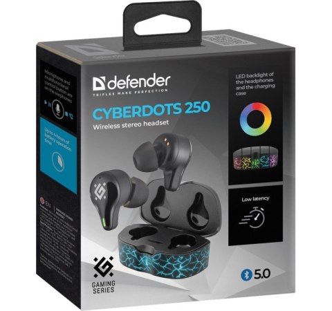 Słuchawki bezprzewodowe DEFENDER CYBERDOTS 250 Gamingowe (Czarny) Słuchawki bezprzewodowe DEFENDER CYBERDOTS 250 Gamingowe (Czarny)