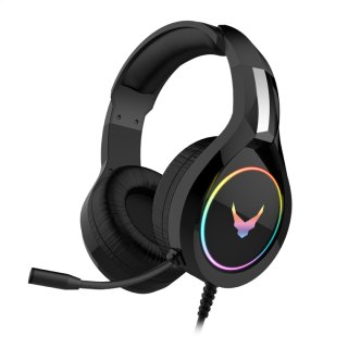 VARR GAMING RGB HEADPHONES 50MM SŁUCHAWKI NAUSZNE MIC 3,5MM USB BLACK [45206] TE