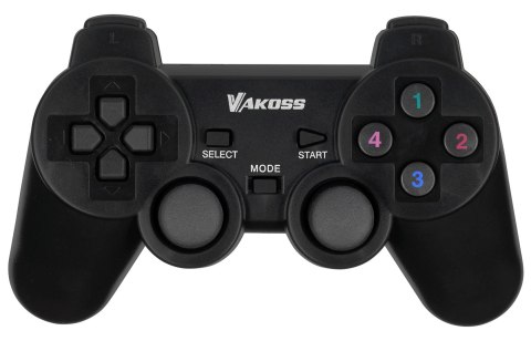 VAKOSS GAMEPAD BEZPRZEWODOWY USB Z FUNKCJĄ DUAL SHOCK, PC/PS3, TRYB CYFROWY I ANALOGOWY, GP-4705BK CZARNY