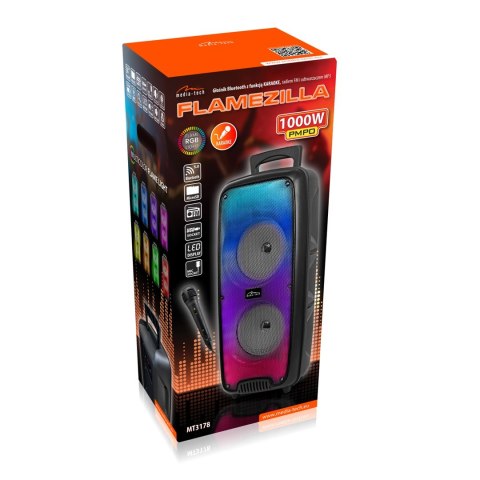 MEDIA-TECH GŁOŚNIK PRZENOŚNY FLAMEZILLA, BLUETOOTH 5.0, FUNKCJA KARAOKE, ILUMINACJA FLAME RGB MT3178 MEDIA-TECH GŁOŚNIK PRZENOŚNY FLAMEZILLA, BLUETOOTH 5.0, FUNKCJA KARAOKE, ILUMINACJA FLAME RGB MT3178